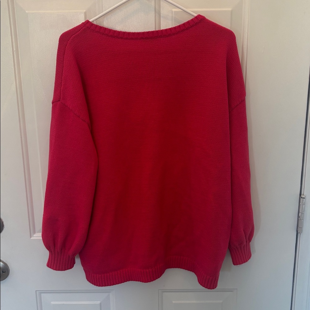 Talbots Vibrant Deep Coral  Lace-Up Sweater 2X NWT - Picture 4 of 4